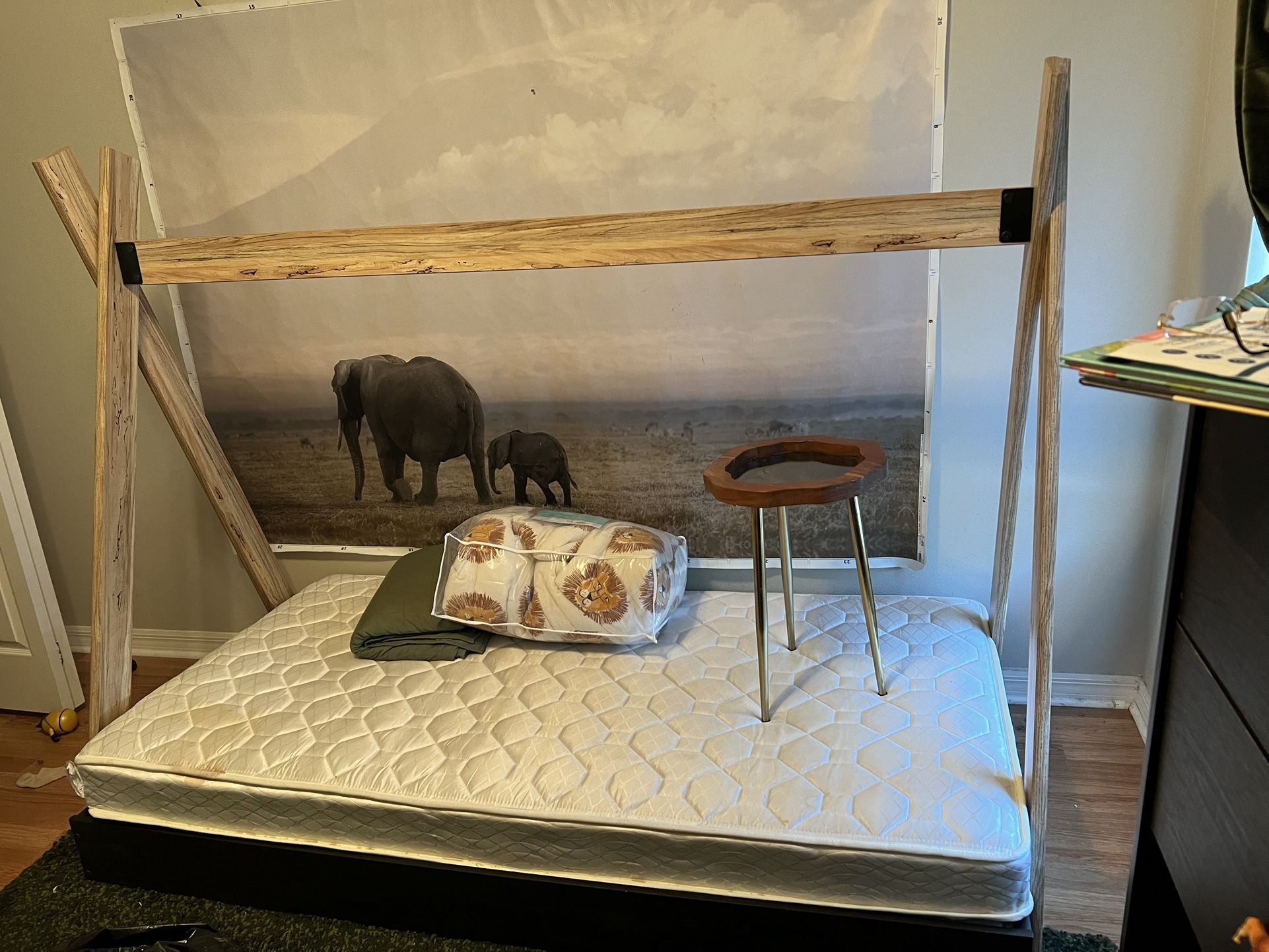 Safari Themed Twin Sized Bedroom With Decor