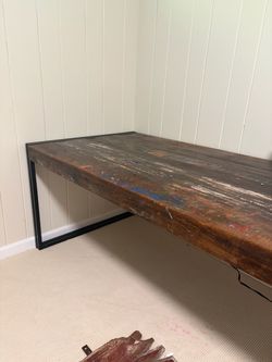Large Reclaimed Wood & Metal Industrial Desk / Work Table