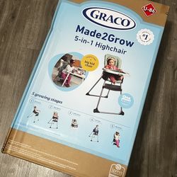 Graco Made2Grow 5-in-1 Infant Toddler High Chair, Terrazo, (Brand New)