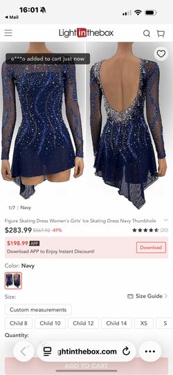 Figure Skating Performance Dress Navy size 14 child
