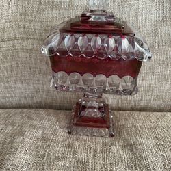 Antique Glass Candy dish 9 1/2” x 5 and three-quarter inches
