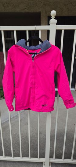 Volcom Teen Girl Women Large Pink Yellow Ski Snowboard Hooded Jacket