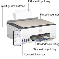 HP Smart Tank 5000 Impresora inalámbrica todo en uno con hasta 2 años de tinta incluida, impresión móvil, escaneo, copia 1 K+ comprados el mes pasado