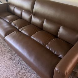 Futon Couch Brown Leather 