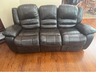 3pc Dark Brown Leather Reclining Sofa Set