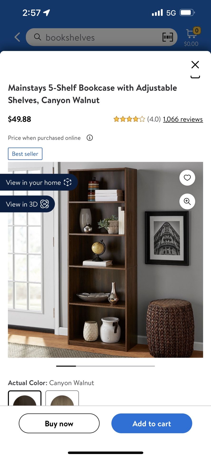 2 Mainstays 5 Shelf Bookshelf With Adjustable Shelves for Sale in