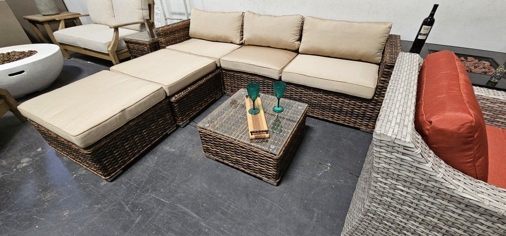 Outdoor Patio Furniture Sectional Wicker Set Sofa 
