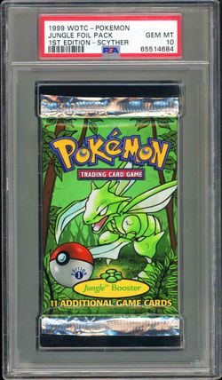 PSA 10 Gem Mint 1999 Pokemon Jungle 1st Edition Booster Pack - Scyther Artwork!