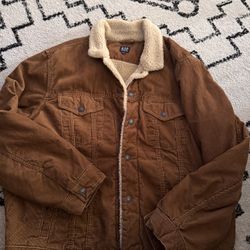 Y2K GAP SHERPA LINED CORDUROY Trucker Jacket Brown XL Men’s