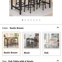 Pub Table with 4 Stools 