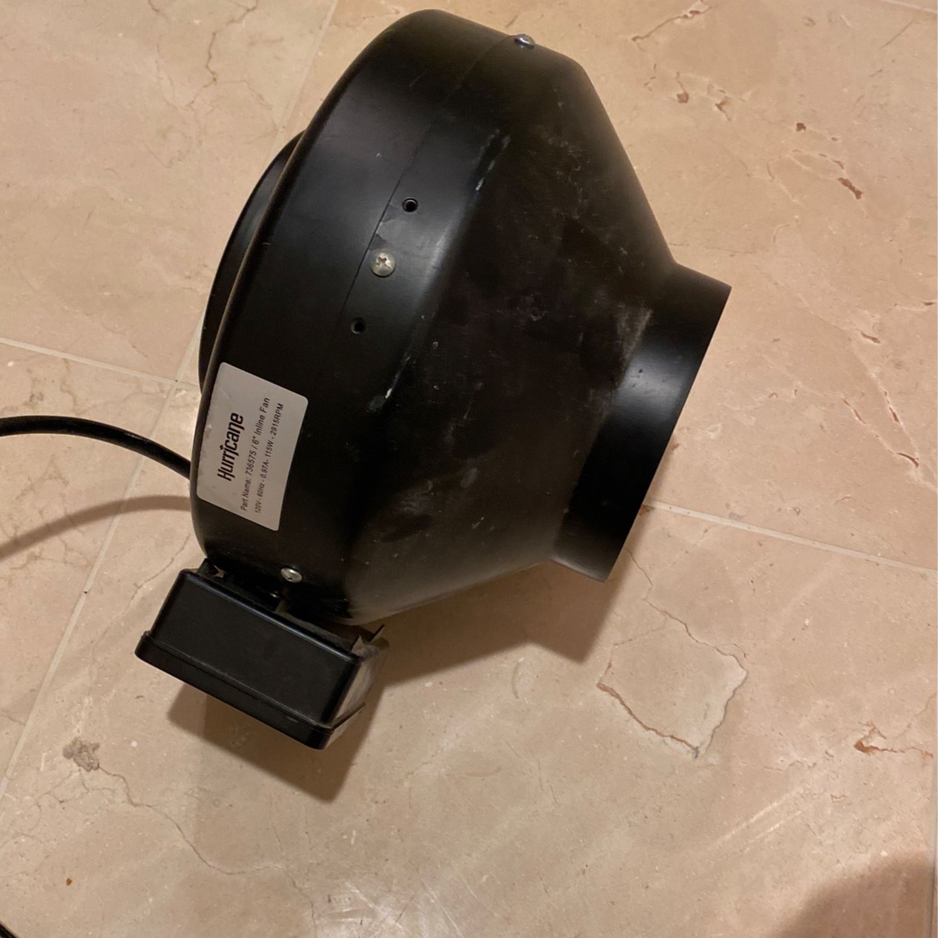 Hurricane inline fan 6"