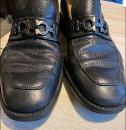 Salvatore Ferragamo Studio Black Pebble Leather Mens Horsebit Loafer Shoe 9.5 D