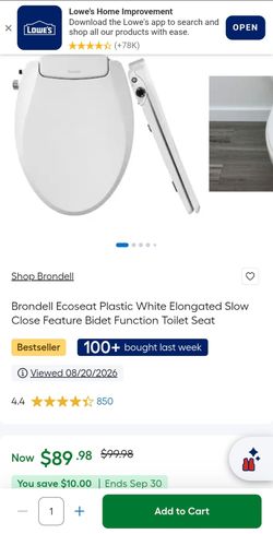 Brondell EcoSeat S101 Non-Electric Bidet Toilet Seat featuring ambient water temperature and a sleek white finish