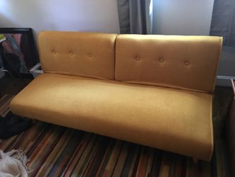 Vintage style futon splits into full bed mid century style
