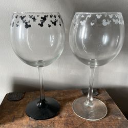 Mickey Mouse Ears Long Stem Wine Glasses 