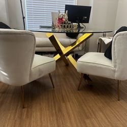 Gold Glass Dining Room Table 