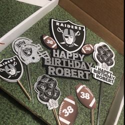 Set Of 17 Las Vegas Raiders Cake Topper/Cupcake 