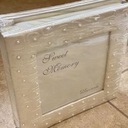 New Wedding First Communion Photo Album With Photo Frame Satin Cream With Pearls