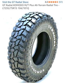 4 Pack - GT Radial KOMODO M/T Plus All-Terrain Radial Tires.