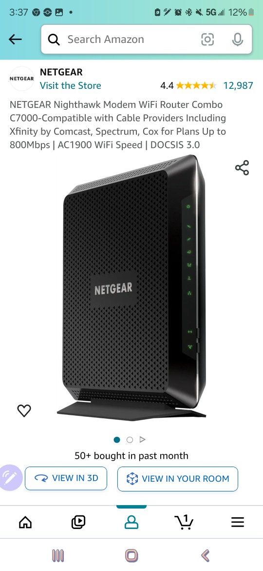 NETGEAR Nighthawk Modem WiFi Router Combo C7000v2