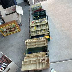 Lot Of Five Tackle Boxes With Various Tackle 
