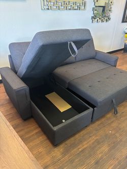 Gray Sectional Sleeper Sofa with Storage