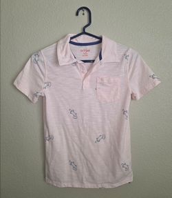 Cat & Jack - Boys - Medium (8/10) - Polo - Short Sleeve - Cotton - Alligator Print - Pink