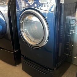 BLUE LG GAS DRYER WITH PEDESTAL!!!
