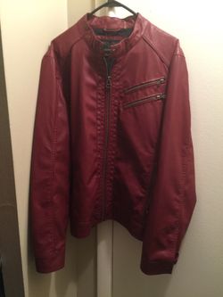 Red leather coat