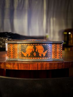 Handcrafted Russian-Style Jewelry Box – Intricate Folk Art Chest with Hidden Drawer