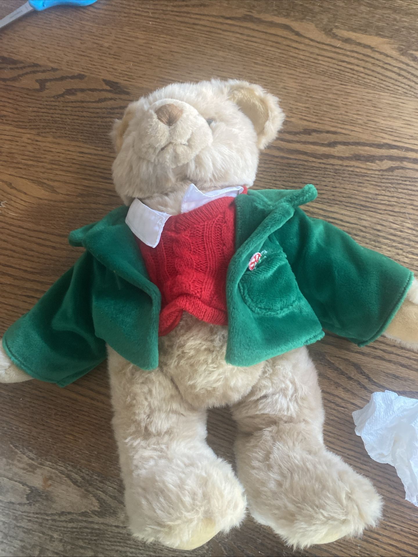 VTG Bialosky Treasure Plush Teddy Bear Jointed 17” Commonwealth Christmas Jacket