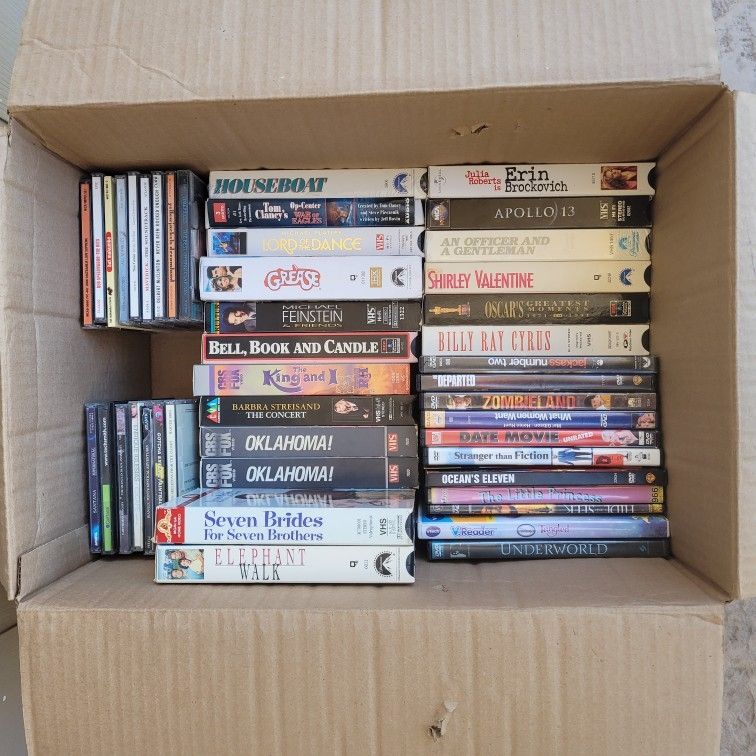 Movie Lot DVDs VHS Tapes CDs Audiobooks