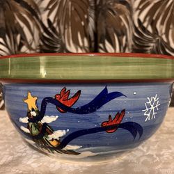 Serving Bowl With Birds And Snow