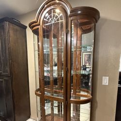 Wooden Lighted Glass Display Case with 5 Shelves 