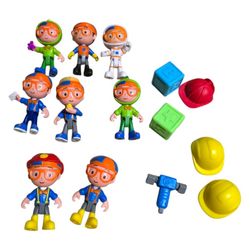 Blippi Action Figures Lot of 8 Jazwares Kideo Moonbug Appox 3" Tall