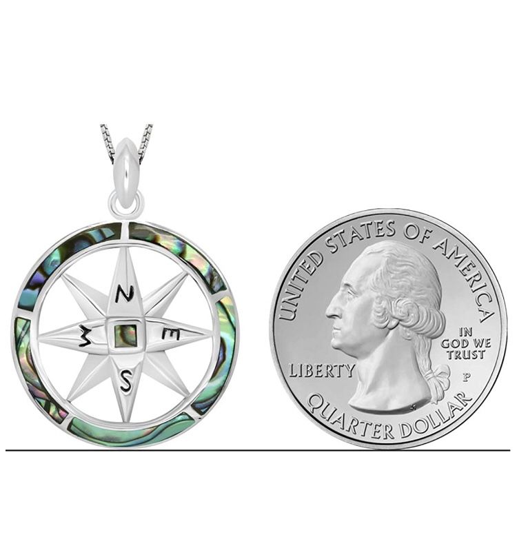 Sterling silver compass pendant