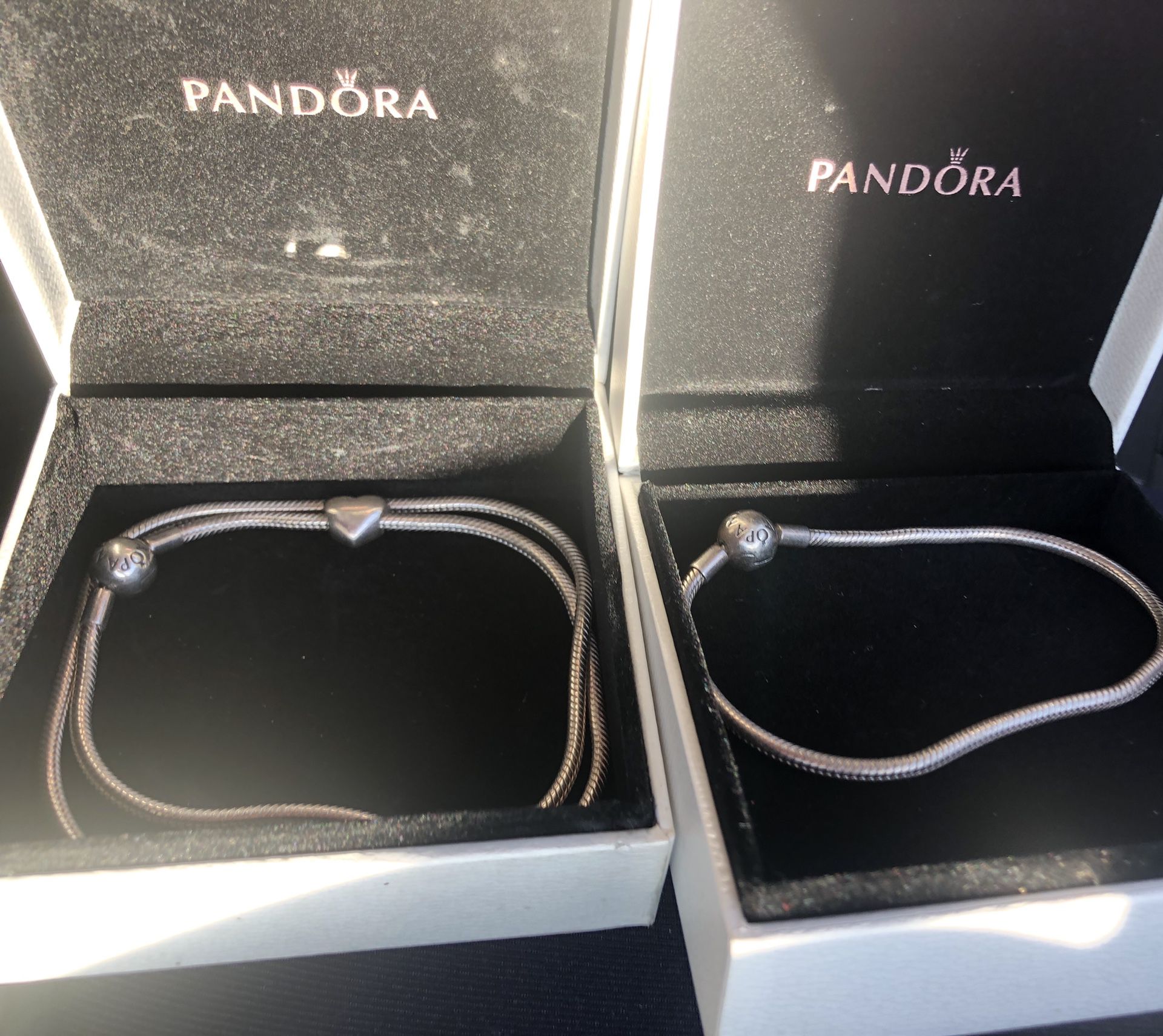 Pandora Necklace W/ 1 Heart Charm & Pandora Bracelet! $150 Only For Both