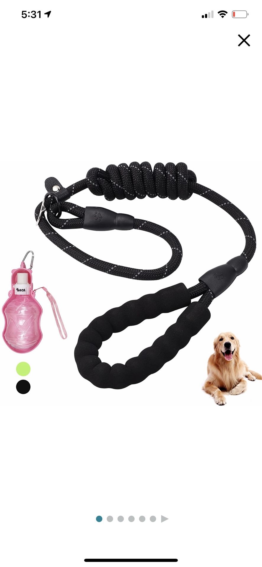 Lead Dog Leash, 6.5FTx1/2' Nylon No Pulling Pet Training Leash with Comfortable Handle, Reflective Dog Rope Leashes, Suitable for Small Medium Large D