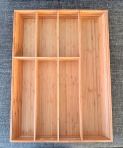 Bamboo Drawer Organizer Tray - Natural Wood Kitchen & Office Storage