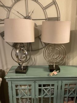 Pair of Silver Orbital Table Lamps