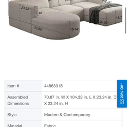 Cream Bouclé Modular Sectional Sofa with Chaise & Ottoman
