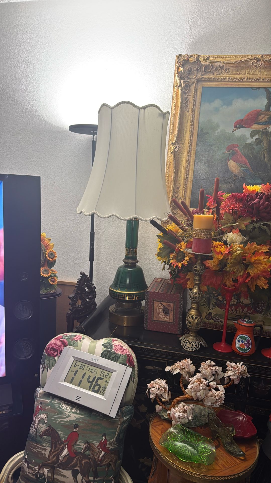 Antique Green Glass Lamp