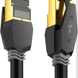 Cat 8 Ethernet Cable 25 FT, 26AWG 40Gbps 2000Mhz Ultra Speed Cat8 LAN Network Cable SFTP Patch Cord with Gold Plated RJ45 Connector, Heavy Duty for Ga