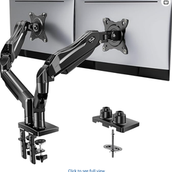 HUANUO FlowLift™ Dual Monitor Stand, Fully Adjustable Gaming Monitor Desk Mount for 13–32″