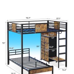 Bunk Bed Frame with Full Mattress