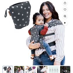 JJ Cole Luma Packable Carrier 4 -Position Baby Carrier - Compact Travel Bag Starlight - 8 to 35 los
