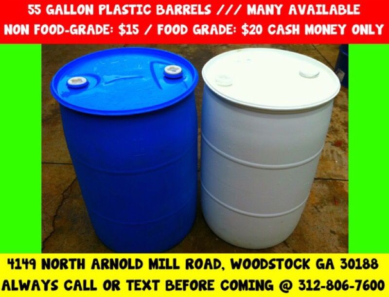 PLASTIC BARREL BARRELS SHIPPING DRUM DRUMS RAIN WATER FEED STORAGE 55 GALLON