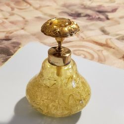 Antique Perfume Spray Bottle - Gold Crackled Glass