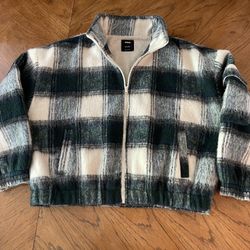 Cotton On Women’s Green and White Jacket - Size M/L