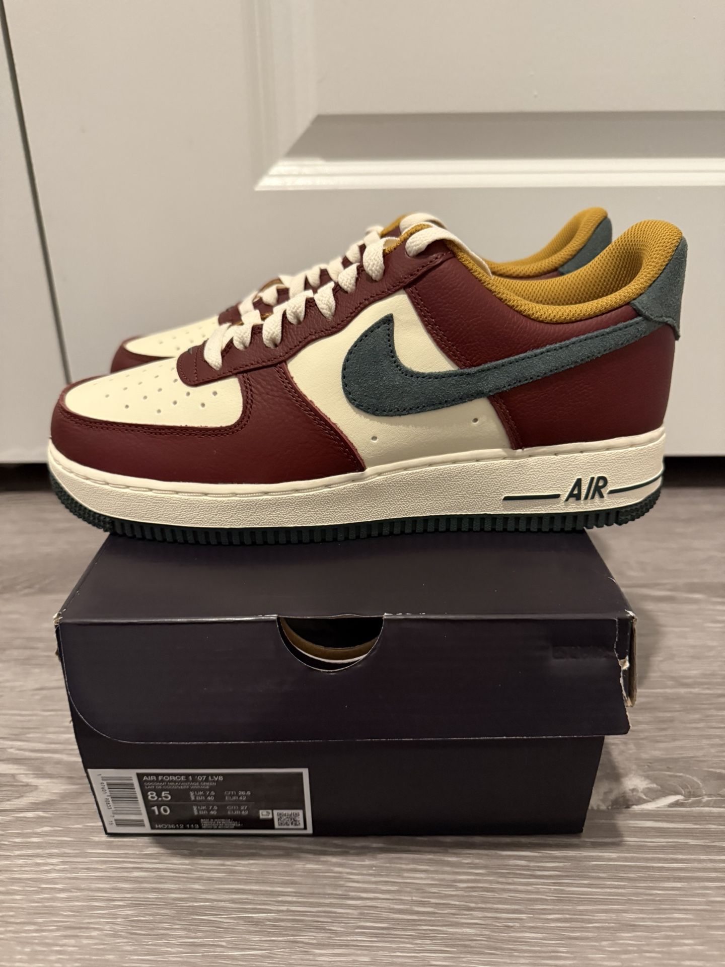 Nike Air Force 1 Low “Dark Team Red Vintage Green” Men’s Size 8.5 HQ3612-113